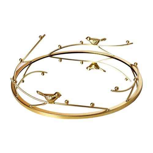 PawwJoy Plateau miroir décoratif pour bijoux, bougeoir, plateau rond pour parfums, cosmétiques, table de 27 x 27 x 5,6 cm