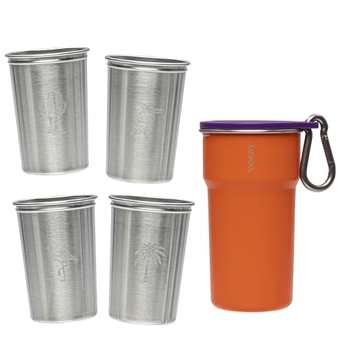 bzyoo 5-Piece Orange Camping Cup Set