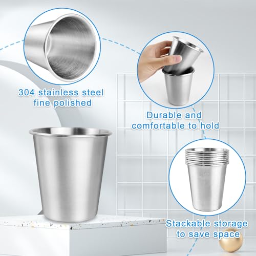 8 Stück Edelstahlbecher, 260ml Edelstahl Becher, Camping Becher, Metallbecher Ohne Griff, Edelstahl Tasse für Geburtstage Picknick,Reisebecher bruchsicher und BPA-frei