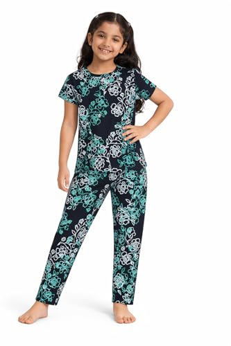 Image of NammaBaby Girl's Soft Cotton Night Suit (Printed T-Shirt & Pant Set /Girls Night Dress /Nightwear) Pack of 1