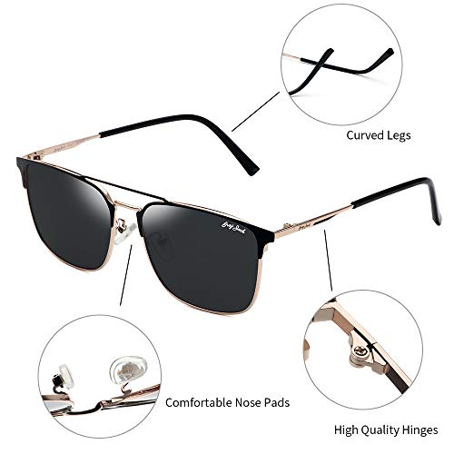 Image of grey jack Square Polarized Sunglasses UV Protected for Men Women Metal Frame GJ1285