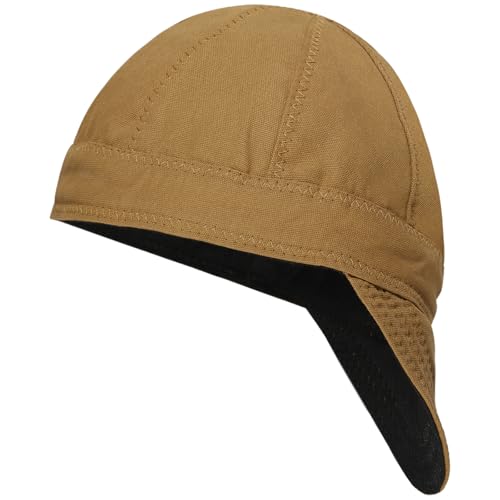 Image of sourcing map Reversible Welding Cap, 7 3/4"(197mm) ID 8 Panel Protective Welder Hat for Men Women Safety Protection While Welding, Brown