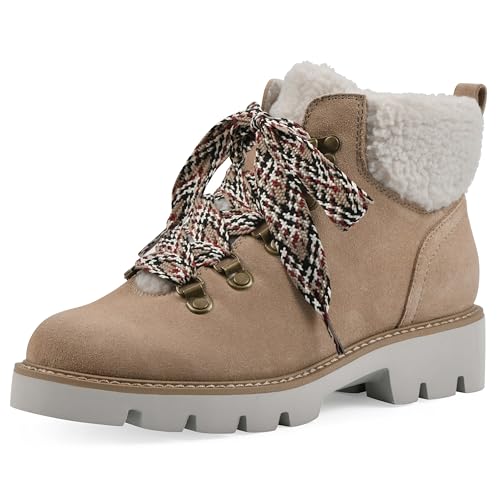 WHITE MOUNTAIN Women's Gloving Faux Fur Hiker Bootie, Beachwood/Suede, 9 M
