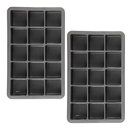 Tovolo Perfect Ice Mold Freezer Tray Of 1.25-Inch Cubes For Whiskey, Bourbon, Spirits & Liquor, Bpa-Free Silicone, Fade Resistant, Set Of 2, Charcoal #TOP4