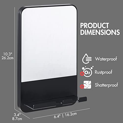 Taili Shower Mirror Fogless With Razor Holder For Shaving, No-Drilling & Removable Fogless Mirror For Shower With Suction, Shatterproof & Waterproof For Bathroom - Men And Women(Black) #TOP4