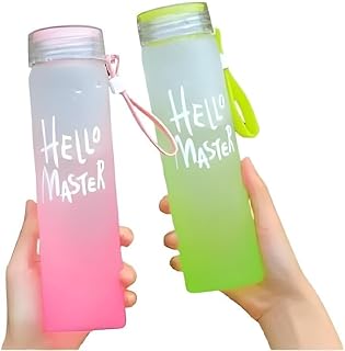 SHIPHAPPENS Hello Master Glass Water Bottle 500ml Reusable Elegant Bottles for Juice, Water, Cold Drinks - Perfect for Hom... Price In India