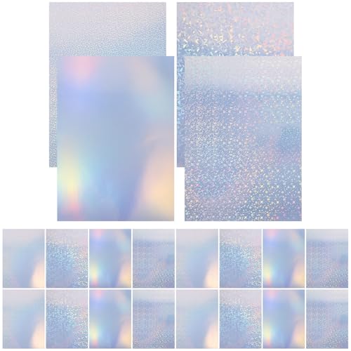 TOMETURE 20hojas Etiquetas Adhesivas Impermeables para Impresora Papel Autoadhesivo Holográfico y Mate Compatibles con Inyección y Láser Grande para Envío y Organización