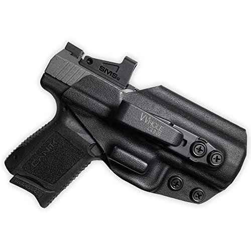 WHOLEGUNS - IWB Kydex Holster Black Tuckable Red Dot Ready + Integrated Claw/Wing - Inside Waistband- Adj. Cant & Posi-Click Retention - 100% US Made (for Canik TP9 Elite SC-Right Hand) WHOLEGUNS - IWB Kydex Holster Black Tuckable Red Dot Ready + Integrated Claw/Wing - Inside Waistband- Adj. Cant & Posi-Click Retention - 100% US Made (for Canik TP9 Elite SC-Right Hand)
