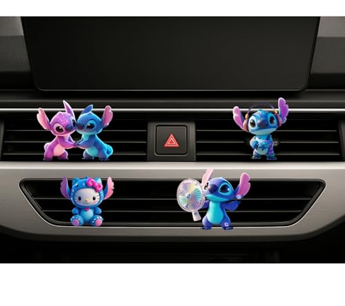 4 Pcs Cute Cartoon Car Air Vent Clip Decorations – Kawaii Car Air Fresheners, Interior Accessories for Women and Men – Cool Car Dashboard Decor, Personalized Gift