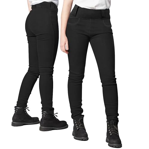 Bikers Gear Motorrad-Leggins für Damen, atmungsaktiv, elastisch, schmale Passform, Biker-Leggins für Damen, mit abnehmbarer Ce-Rüstung, Schwarz , M
