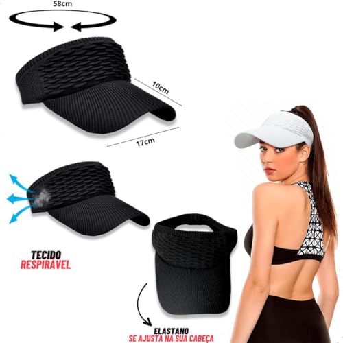 Visor Viseira Esportiva Feminina Aba Longa Corrida Praia Tenis Volei Piscina Proteção Solar Chapeu A