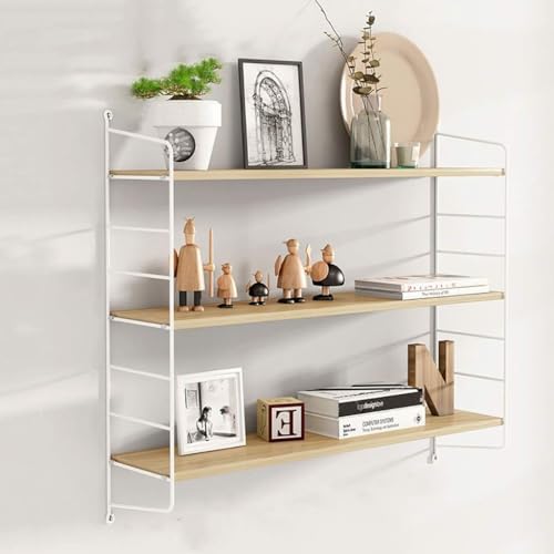 ウォールシェルフ 壁を傷つけない ウォールラック 壁掛け 賃貸 取り付け簡単 木製 北欧 壁面収納 (オーク)