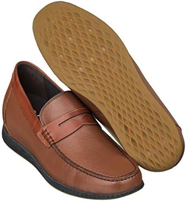 CALTO Men's Invisible Height Increasing Elevator Shoes - Dark Brown Premium Leather Slip-on Lightweight Casual Loafers - 2.4 Inches Taller - S1092 - Size 10 D(M) US | Image 4