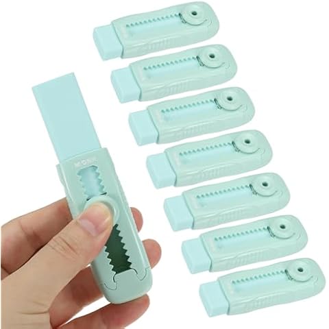 M&G 8 Pack Erasers, Green Sliding Retractable Eraser Push Pull Cute Pencil Erasers Soft Large Easy to Clean Cover