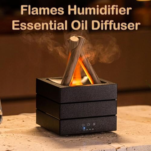 Diffuseur d'huiles essentielles flamme 280ml noir avec télécommande et LED