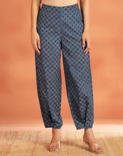 Salwar coton indigo géométrique pour vos journées d'été décontractées - 2