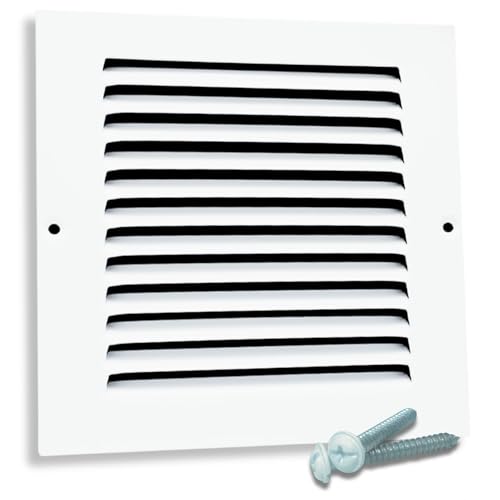 Fits 8x8 Duct Opening | Steel Return Air Grille by Sierra Grates | Vent Cover Grill for Sidewall and Ceiling | White | HVAC Cold Air Intake Grille | Outer Dimensions: 10'W X 10'H