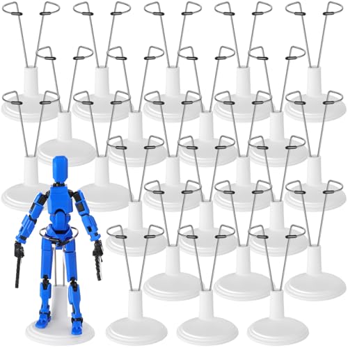 Image of Yaocom 24 Pcs Doll Stand Adjustable Action Figure Display Holder Support for 4-6 Inches Dolls, Creative Storage Stand for Home Shop Birthday Party Favor for Male Female (15 cm,White)