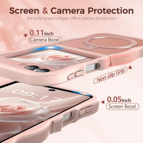 Image of Cute Wavy Magnetic Stand Case for Galaxy Z Flip 6 /5 Fit for MagSafe, Pink