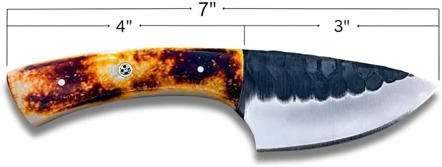 Handmade Skinner Cowboy Knife with Leather Sheath, 7 Inches Fixed Blade Hunting Gear With Bone Handle, EDC Fixed Blade with Leather Sheath, Outdoor Camping Knife, Skinning Knive