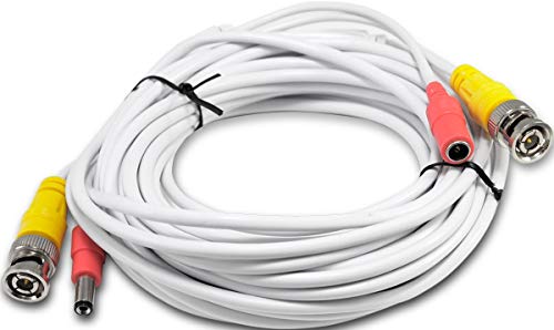 Evertech 25 Feet White Bnc Video And Power Ready Plug And Play Siamese Cable For Cctv Surveillance Security Camera System #TOP6