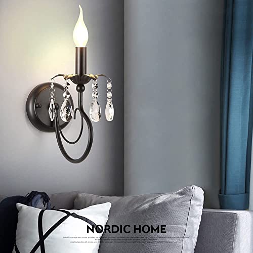 Lámpara de pared E14 interior y aplique de cristal moderno color negro 3