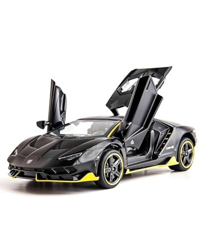 Image of DREAMY DEN Lamborghini Car Toy 1:32 Scale Die-Cast Metal Supercar with Pull Back Action, Light & Sound, Openable Doors (Black)