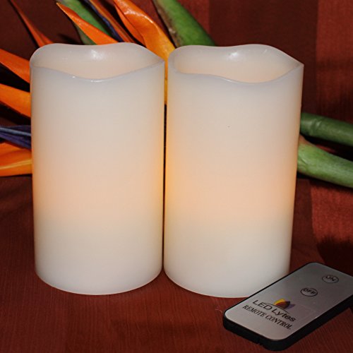 Led Lytes Remote Control Candles Set, 2 Candles, 3"X 5", Real Wax And Amber Yellow Flame, Mother's Day Candles Flickering With Remote, Wax Candles, Large Candles Pillar For Gifts For Mom #TOP3