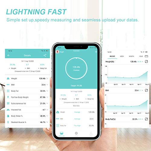 Triomph Smart Scale, Body Fat Scale With Ios And Android App Digital Bathroom Scale For Weight, Body Fat, Water, Muscle, Bmi, Bone Mass Black #TOP2