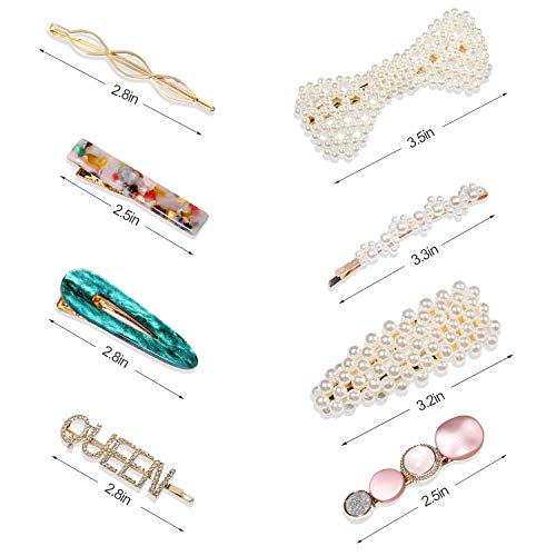 image for laxizar 32 Pcs Pearl Acrylic Large Medium Mini Hair Clips Pins Barrett