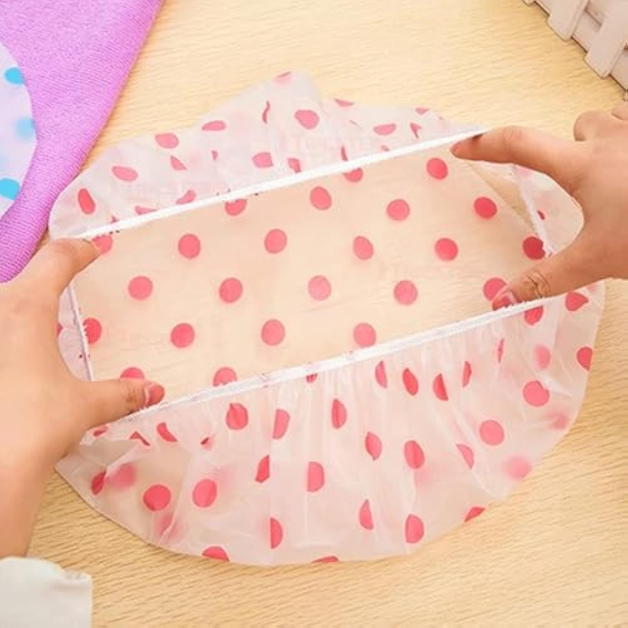 Reusable Shower Cap Set of 6, Waterproof Cotton Blend