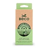 Beco Strong & Large Poop Bags - 60 Bags, 4 Rolls of 15 - Unscented - Dispenser Compatible Dog Poo Ba