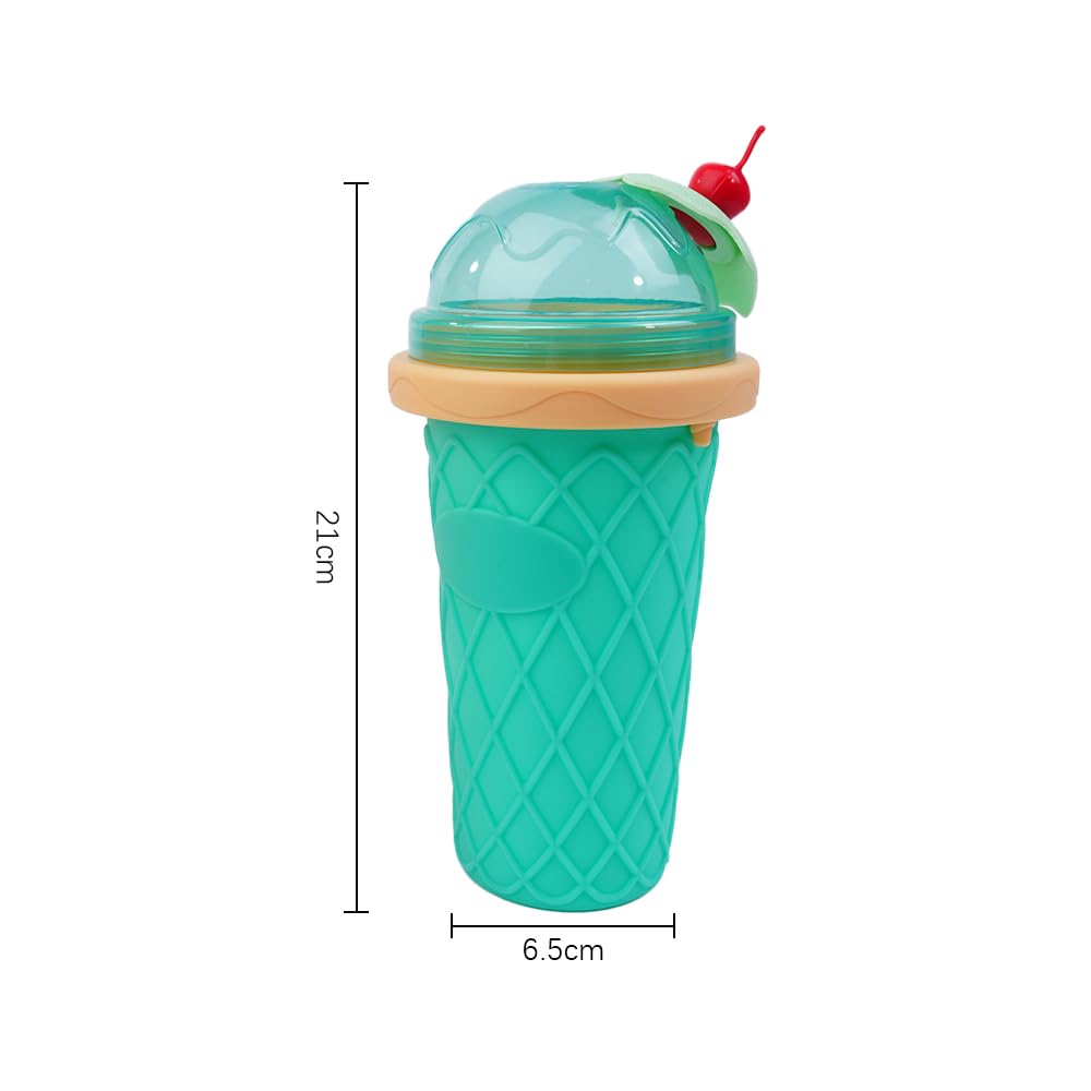 Sarini Slush-Becher 2-teiliges Set – Quetschbecher aus Silikon für Slushies, Smoothies, gefrorene Leckereien – DIY-Slushy-Maker mit Strohhalmlöffel – Ideal für Sommerspaß, Kneten und Eiswürfelbereiten