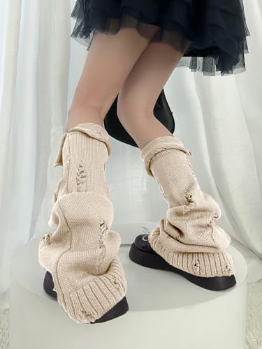 Image of SherryDC Womens Y2k Knit Leg Warmers Harajuku Japanese Long Boot Socks Kawaii Lolita Winter Leg Cover