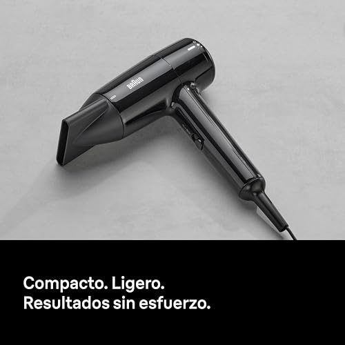 Miniatura 5 de Secador de pelo Braun HD1.5 – Secador compacto y ligero con boquilla de secado para todo tipo de cabello, 1800 W con 3 combinaciones de temperatura/velocidad, acabado negro brillante – BRHD150E