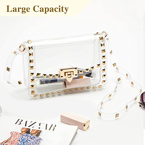 COROMAY Clear Purse for Women, Crossbody Bag Stadium Approved, Fashion Rivet Décor4