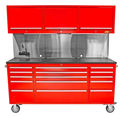 JEGS 72 in. 15-Drawer Rolling Tool Cabinet (Red)