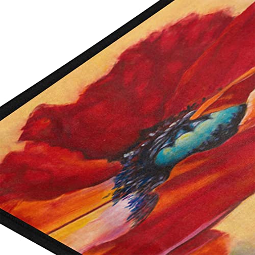 Cataku Tropical Poppy Flower Area Rug 39X20 Inches Polyester Area Rug Floor Rug Runner Washable Carpet Mat For Kitchen Dinning Room Home Decorative #TOP3