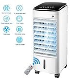 Lapden Portátil refrigeradores evaporativos, Acondicionador de Aire del Ventilador móvil con Control Remoto, Filtro Anti Polvo, ajustes 3 Velocidad y la oscilación, sobre Ruedas,Remote