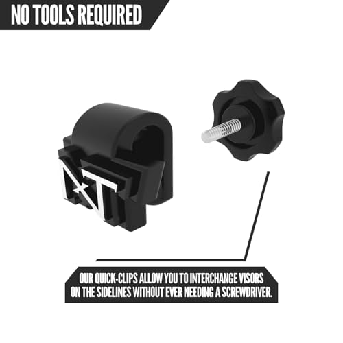 Nxtrnd VZR3 Gebogenes Fußballvisier, Professionelles Fußballhelmvisier, inklusive Visierclips, Aufkleberpaket und Reinigungstuch (Schwarz)