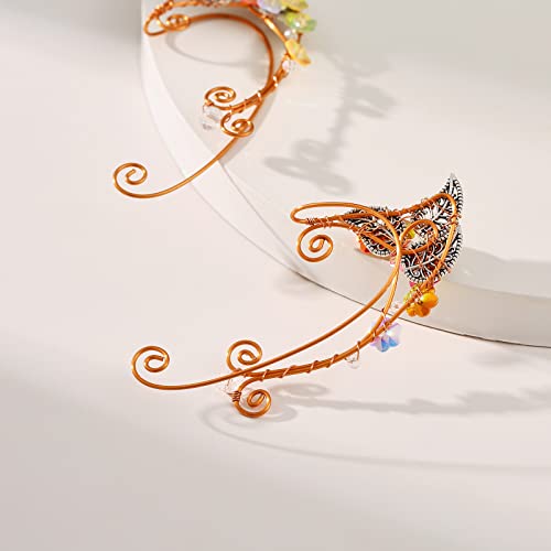 Elf Ear Fairy Cuffs Non Piercing Handmade Colorful Flower Copper Earrings For Women #TOP6