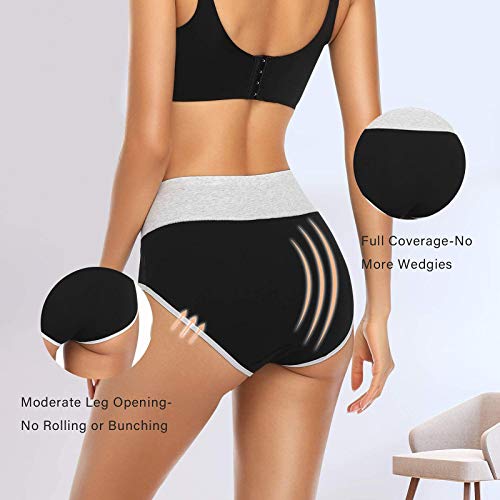 Image of Womens Underwear,Cotton Mid Waist No Muffin Top Full Coverage Brief Ladies Panties Lingerie Undergarments for Women Multipack