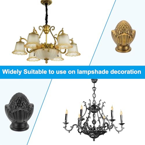 Image of PATIKIL 36 x 28mm Lamp Finials Caps Knob, 2 Set Solid Lamp Shade Top Decoration Screw Cap Nuts with Brass Reducing Adapter for Table Lamps Floor Lamps, Gold Bronze