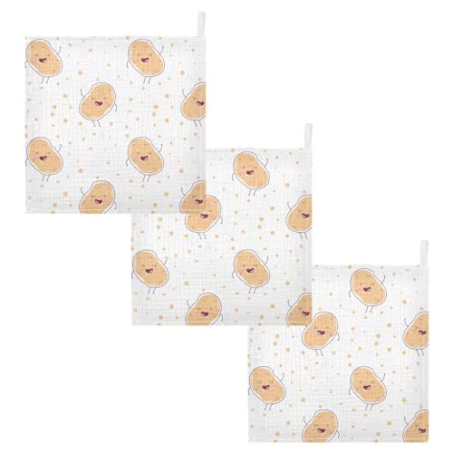 Image of vvfelixl Kawaii Potatoes Baby Burp Cloths Baby Muslin Washcloths for Boys Girls Cotton Baby Face Towel for Newborn Infants Soft and Absorbent 11.8 X 11.8 in, 5 Pack