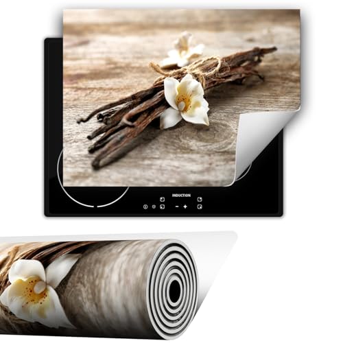 TMK ArtDeko Placa protectora vitroceramica induccion 80x52 cm Vinilo, Protector Vitroceramica Induccion, Flor de madera