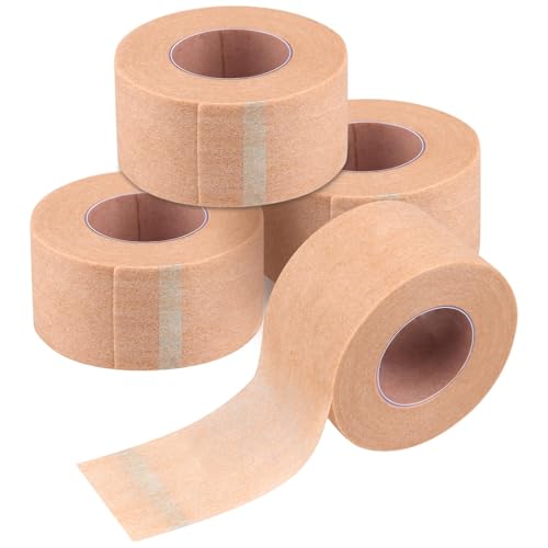 Sparadrap Médical Rouleau 4 Pièces, Ruban Micropore 2,5cm x 9,14m Couleur Chair Bande Microporeuse Respirante Hypoallergénique pour Pansements, Nose Tapes Extensions de Cils Sport