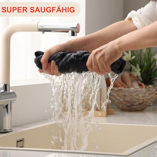 Moosfor Geschirrtücher 100% Baumwolle 6er Set 30 x 30 cm Dunkelgrau – Ansicht 4