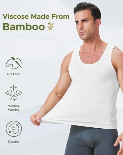 Men's Undershirts Bamboo Rayon Comfort Shirts Moisture-Wicking Tank Tops 3 Pack4