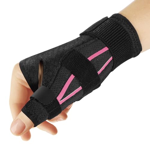 UniSolTek Thumb Brace Ergonomical Right or Left Hand, Thumb Spica Splint Thumb Splint for Trigger Thumb,Thumb Support for Tenosynovitis De Quervains, CMC Pain Relief(Pink S/M)