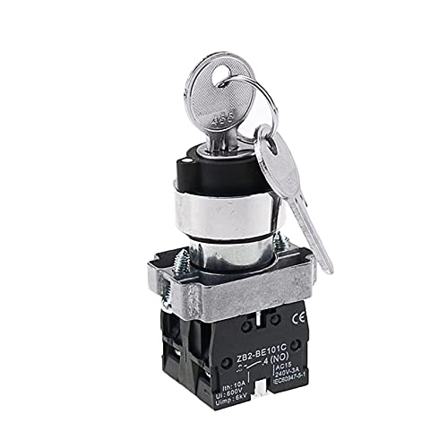 Interruptor de perilla selector XB2-BG21 de 2 posiciones con llave y contacto 1NO de 22mm